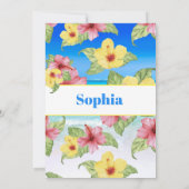 Baby Aankondiging Tropische Floral Beach (Achterkant)