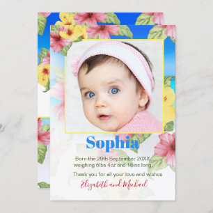 Baby Aankondiging Tropische Floral Beach