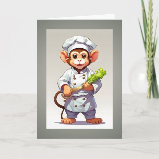 Baby Aap Chef Illustratie Lege Groet Kaart (Voorkant)
