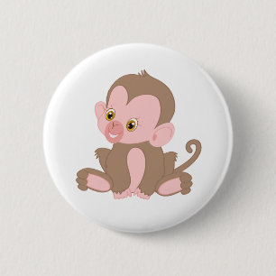 Baby aap glimlachen ronde button 5,7 cm