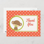 Baby aap met een Baby shower-Bedankt voor Pacifier Briefkaart (Voorkant / Achterkant)