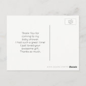 Baby aap met een Baby shower-Bedankt voor Pacifier Briefkaart (Achterkant)