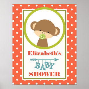 Baby aap met een Baby shower voor Pacifier Poster
