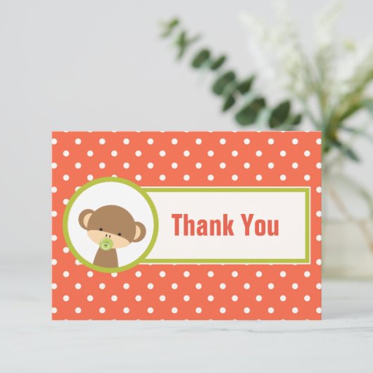 Baby aap met een Pacifier op Polka Dots Bedankt (Staand voorkant)