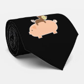 Baby aap Riding op een varken Stropdas (Opgerold)