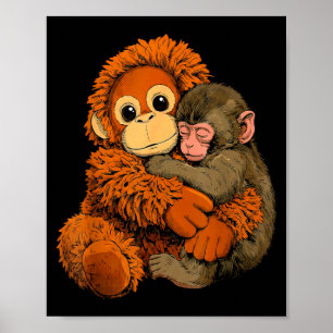Baby aap slaat mama aap speelgoed warme knuffel sc poster