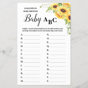 Baby ABC engels spaans babyshower spelkaart Flyer