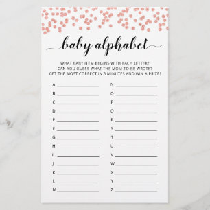 Baby ABC game Baby shower party Alphabet game