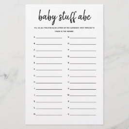 Baby ABC Minimalistisch Baby shower Game