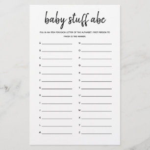 Baby ABC Minimalistisch Baby shower Game