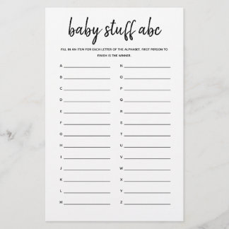Baby ABC Minimalistisch Baby shower Game