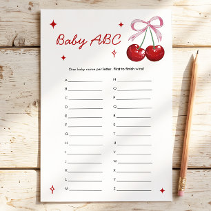 Baby ABC Naam Kers op de Top Baby Shower Spel