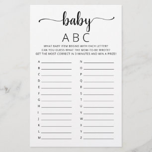 Baby ABC spel Baby Shower feestje Alfabet spel
