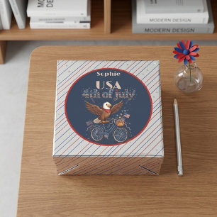 Baby Adelaar Fietsen 4 juli Patriottische VS Trots Ronde Sticker