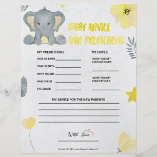 Baby advies en voorspellingen [Baby olifant [geel] Briefhoofd