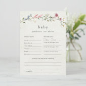 Baby Advies en Voorspellingen Baby shower Wildflow Kaart (Staand voorkant)