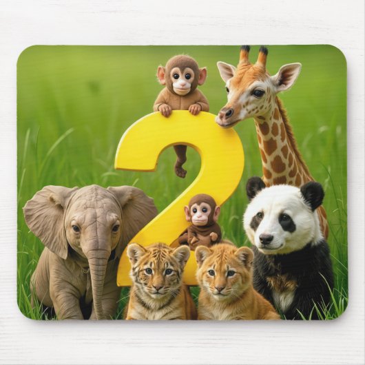 Baby African Animals With a Number Two Muismat (Voorkant)