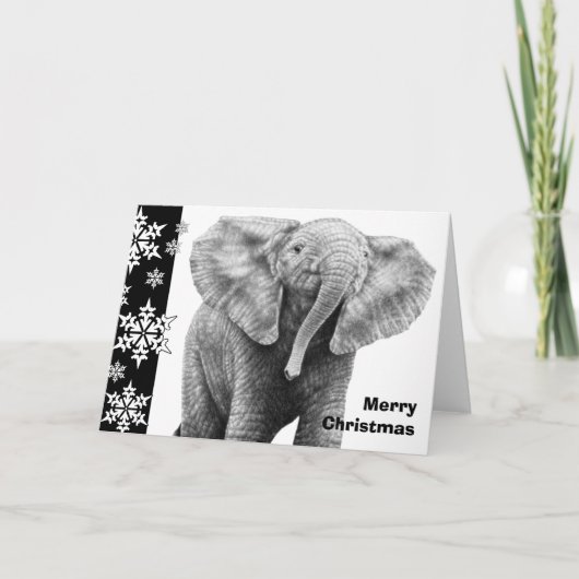 Baby African Elephant Christmas Kaart (Voorkant)