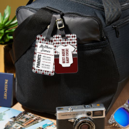 Baby Aggie Maroon Gray Argyle Pattern Bag Label Bagagelabel