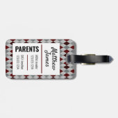 Baby Aggie Maroon Gray Argyle Pattern Bag Label Bagagelabel (Achterkant horizontaal)
