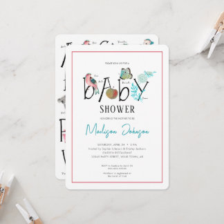 Baby Alfabet ABC Baby Shower Uitnodiging