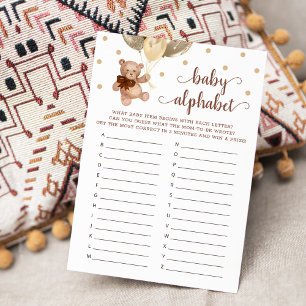Baby Alfabet ABC Spel Baby Shower Teddy Beer Kaart