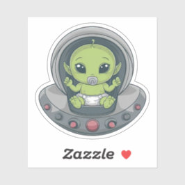 Baby Alien in UFO Sticker