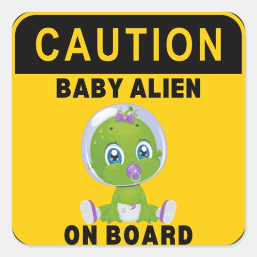 Baby Alien Vierkante Sticker (Voorkant)