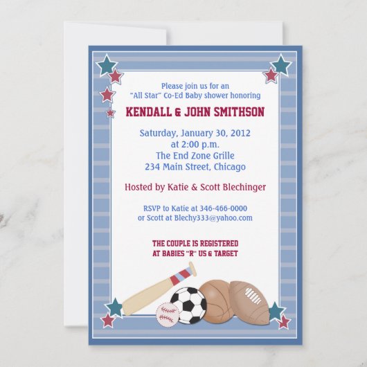 BABY ALL STARS Sports Baby shower Invitation (Devant)