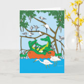Baby Alligator Congratulatiekaart Kaart (Gele Bloem)