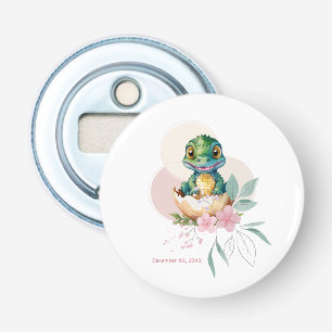 Baby Alligator Hatching Floral Baby shower Button Flesopener
