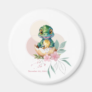 Baby Alligator Hatching Floral Baby shower Magneet