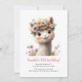 Baby Alpaca Girls Invitation Anniversaire (Devant)