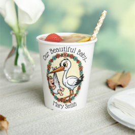 Baby and Stork Design Vintage Style Papieren Bekers