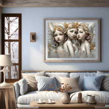 Baby Angel Sisters Modern Art Poster
