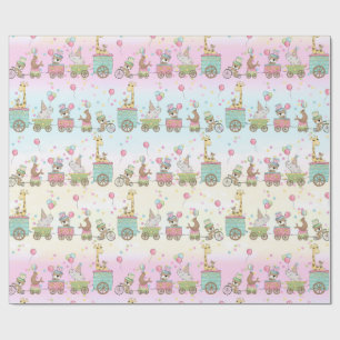 Baby Animal Circus Train Cadeaupapier