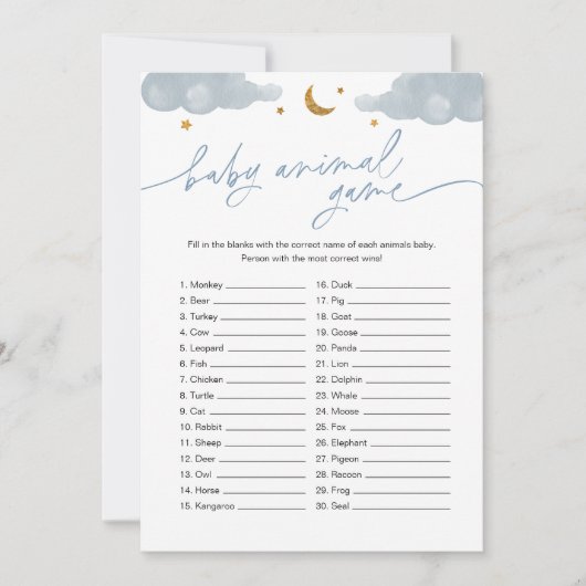 Baby Animal Game Twinkle Little Star-Baby shower Kaart (Voorkant)
