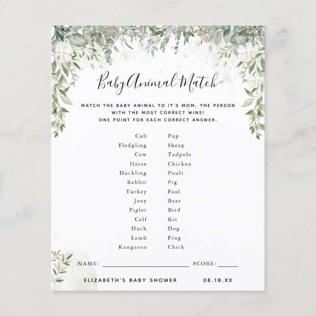 Baby Animal Match | BABY SHOWER (Voorkant)