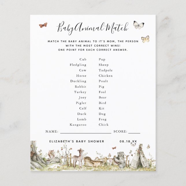 Baby Animal Match | BABY SHOWER (Voorkant)