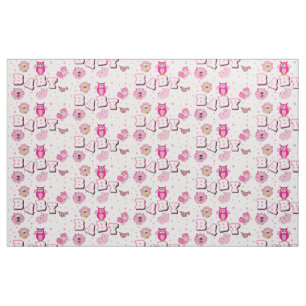 Baby Animal Patroon Roze pokadots Stof
