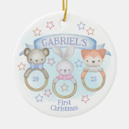 Baby Animal Rattles Baby's eerste kerst Keramisch Ornament