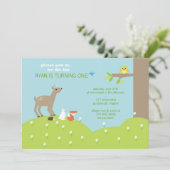 Baby Animal Woodland Uitnodiging (Staand voorkant)