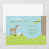 Baby Animal Woodland Uitnodiging (Voorkant / Achterkant)