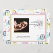 Baby Animals Blue Lion Baby Faire-part (Devant / Derrière)