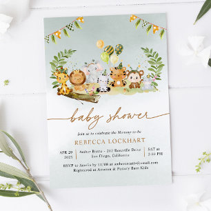 Baby Animals Celebrate Boy Baby shower Invitation Kaart