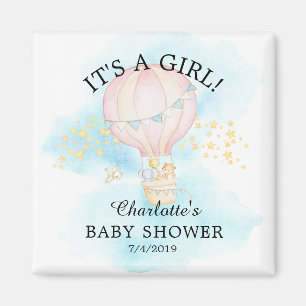Baby Animals Hot Air Ballon Baby shower Favor Magneet
