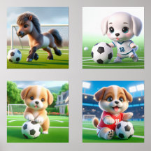 Baby Animals Jouer Football Football Soccer Wall A