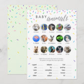 Baby Animals Shower Game Card - Naar verluidt bedr Programma (Voorkant / Achterkant)