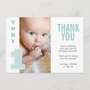 Baby Aqua Chevron 1er anniversaire Merci Photo