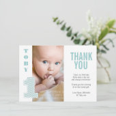 Baby Aqua Chevron 1er anniversaire Merci Photo (Debout devant)